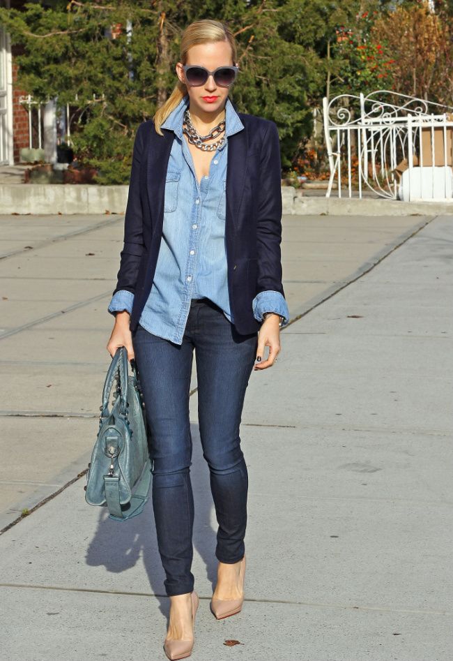 denim office outfit